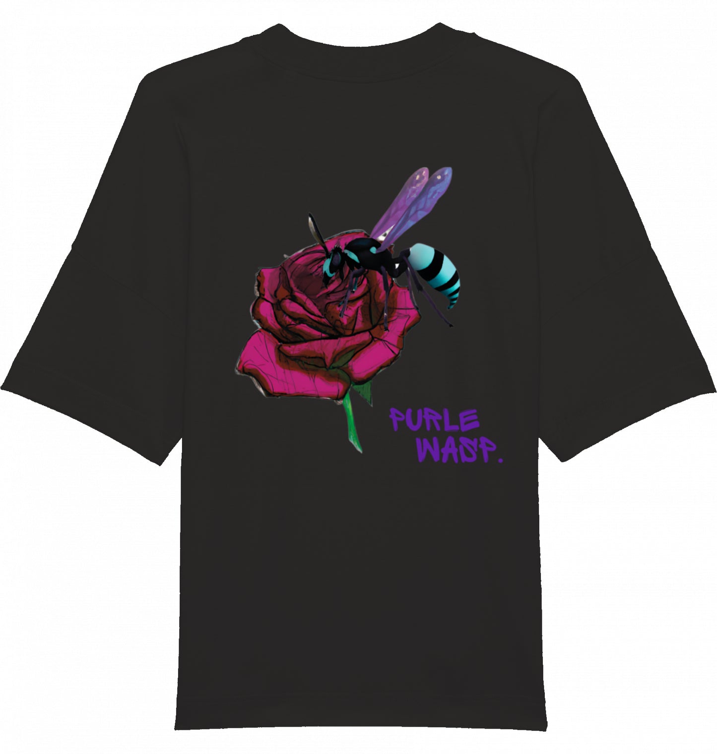 Wasp & Rose Oversized Tee in Schwarz